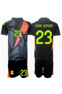 Spania Unai Simon #23 Keeper Babyklær Borte Fotballdrakt til barn EM 2024 Korte ermer (+ Korte bukser)